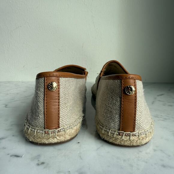 Michael Michael Kors Palm Leaf Sequin Espadrille Flats Beige Green Size 8 - Picture 6 of 11